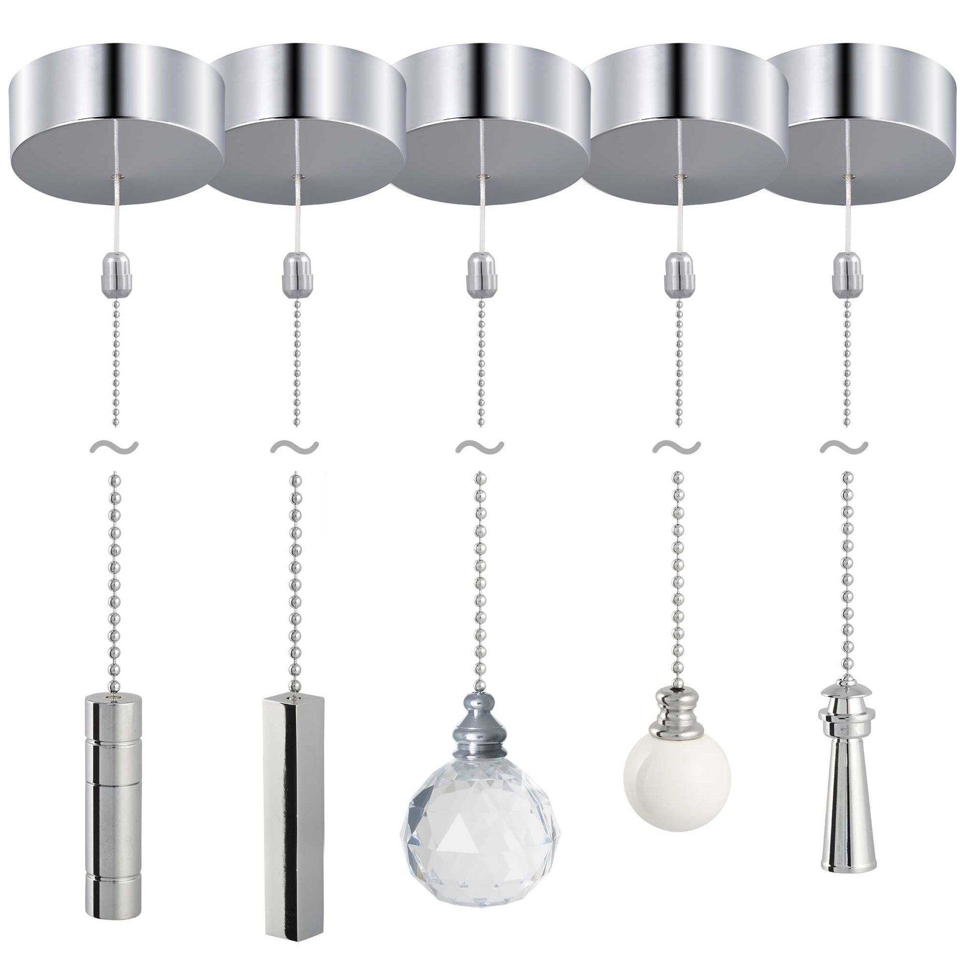 ElekTek Premium Bathroom Light Pull Switch Kit and Chain Extended Bund