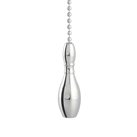 ElekTek Light Pull Chain Chrome Bowling Pin With 80cm Matching Chain