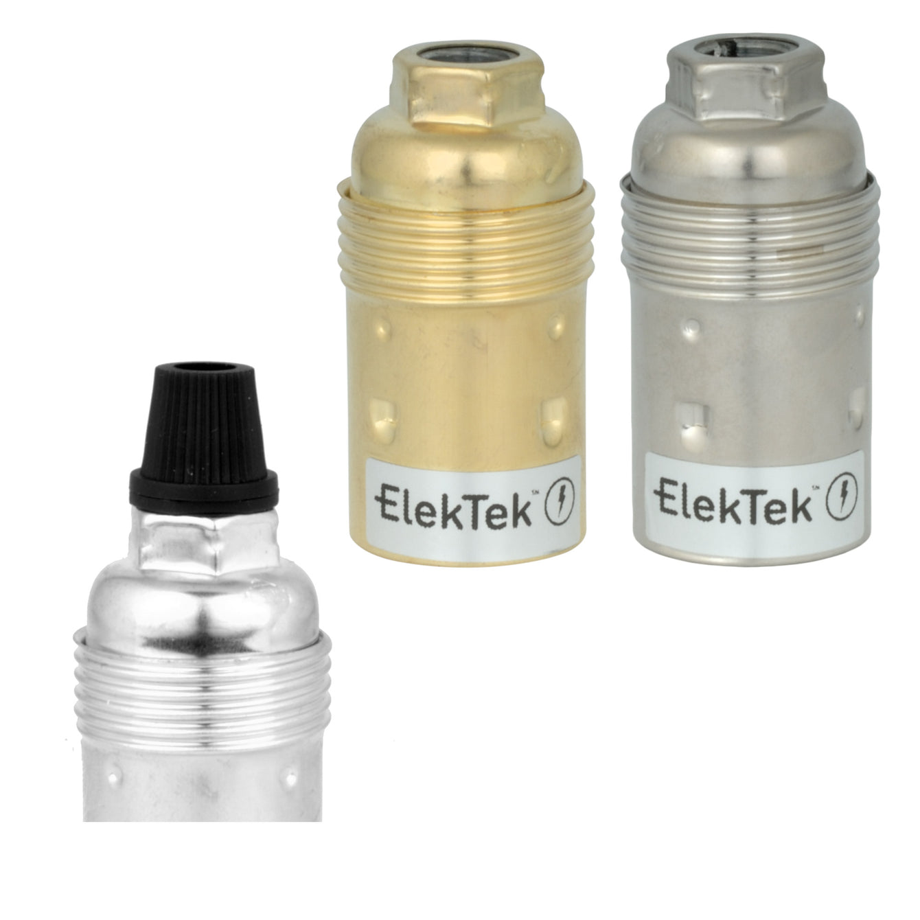 ElekTek SES E14 Lamp Holder 10mm Entry Small Edison Screw Earthed Plain Skirt Cord Grip Brass - Buy It Better Brass
