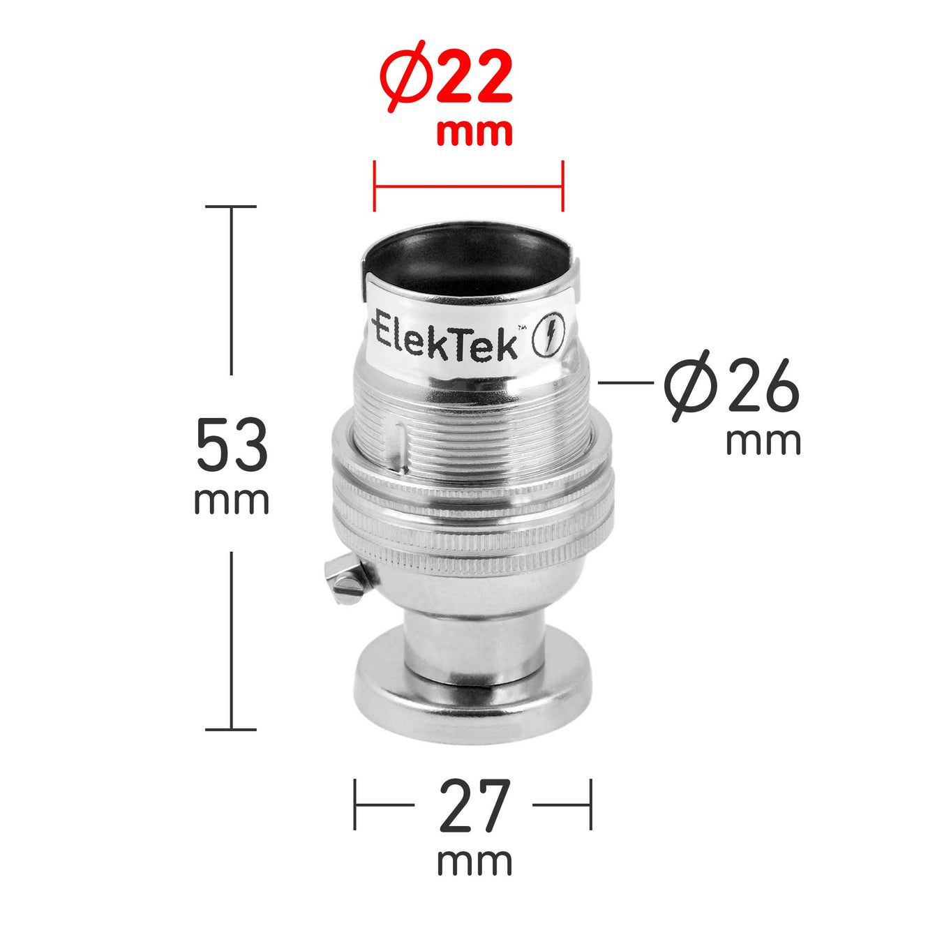 ElekTek Lamp Holder Half Inch Bayonet Cap B22 Unswitched With Shade Ring Back Plate Cover and Screws Solid Brass - Buy It Better Brushed Antique