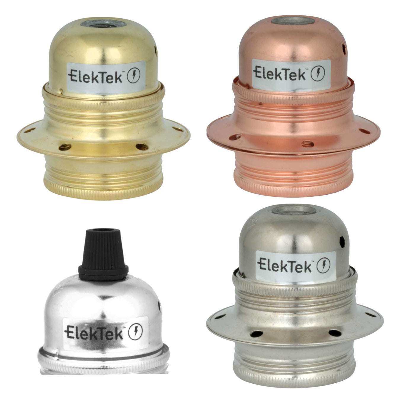 ElekTek ES Edison Screw E27 Economy Cord Grip Lamp Holder With Shade Ring - Buy It Better Brass
