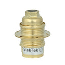 ElekTek SES E14 Lamp Holder 10mm Entry Small Edison Screw Earthed With Shade Rings Cord Grip Brass - Buy It Better