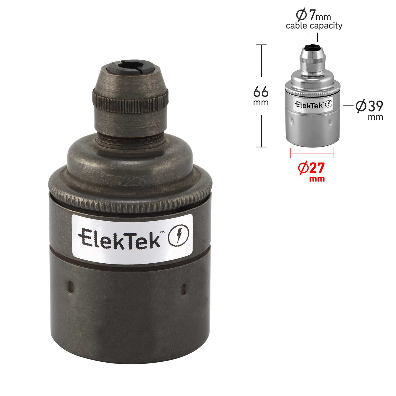 ElekTek ES Edison Screw E27 Cord Grip Pendant Lamp Holder Plain Skirt Brass - Buy It Better 