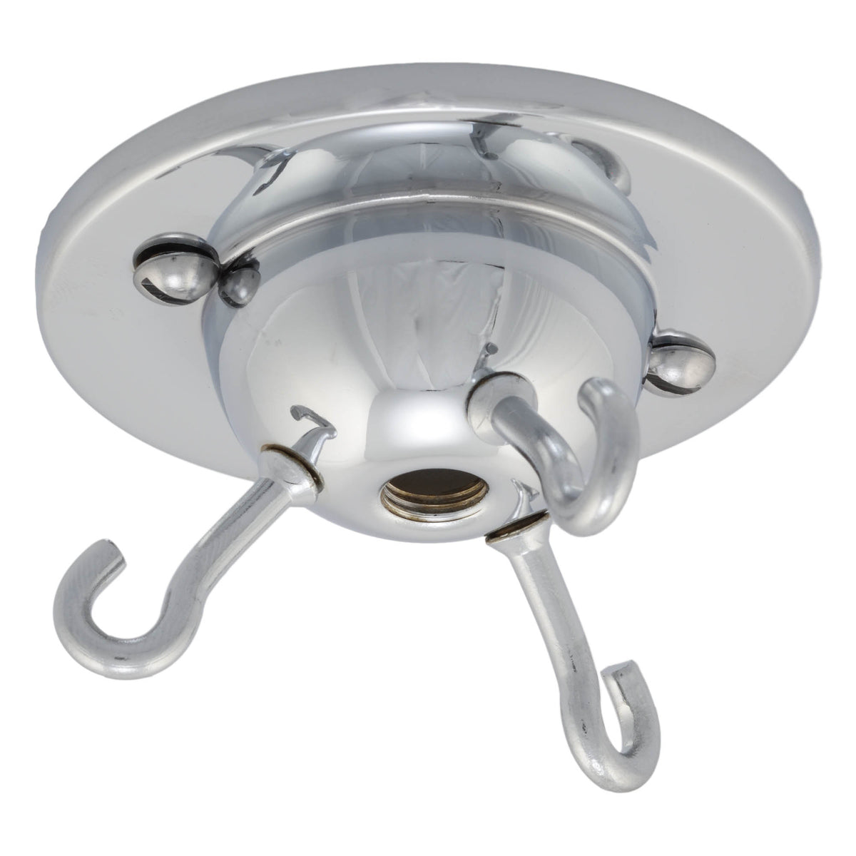 Ceiling Rose Light Fitting With 3 Hooks – 10mm Centre Hole – Choice Of 4 Colors