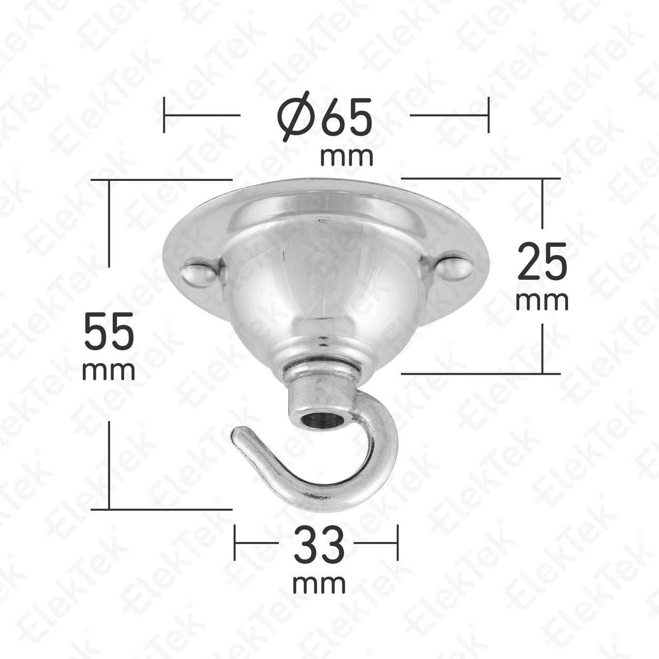 ElekTek 65mm Diameter Ceiling Rose Plate with Hook For Chandeliers Metallic Finishes Brushed Antique Brass