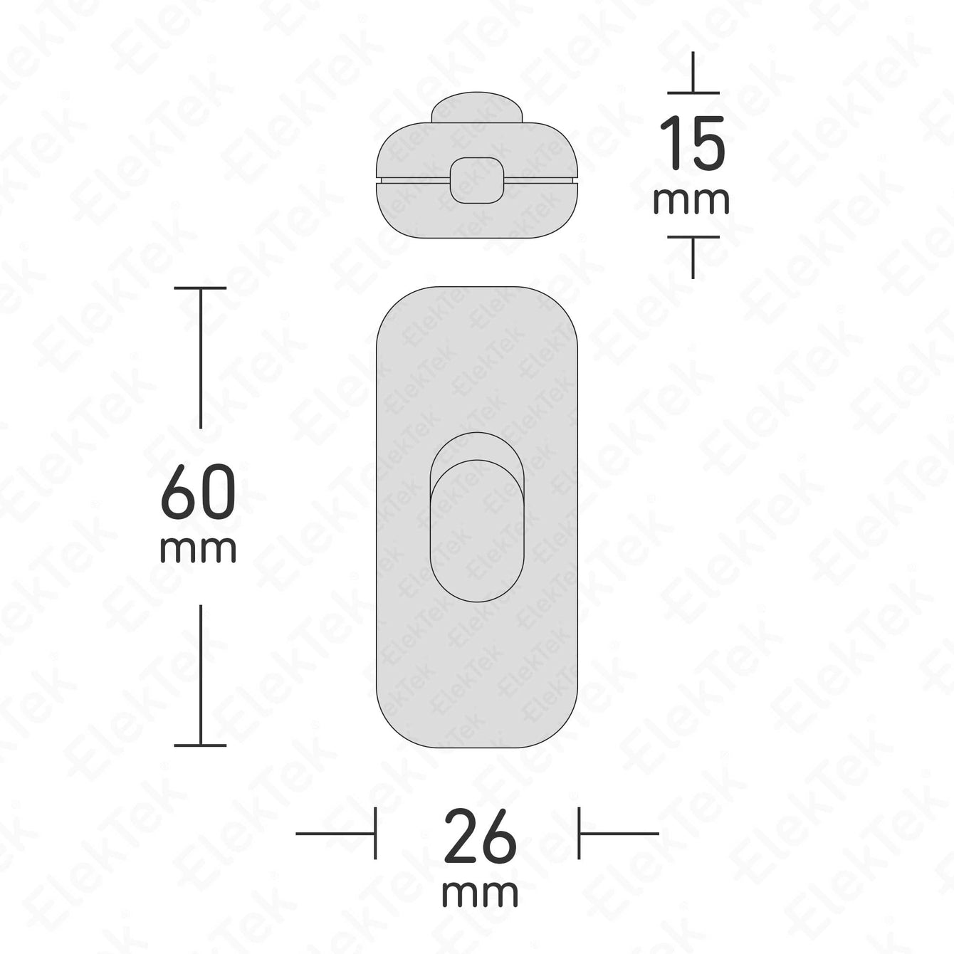 ElekTek Low Profile Torpedo Switch 2 Amp Use 2 or 3 Core Flex Colours Black / Single