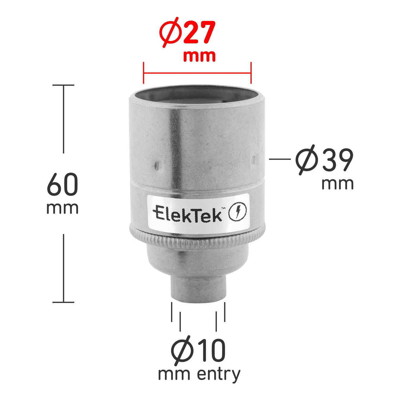 ElekTek ES Edison Screw E27 Lamp Holder Plain Skirt 10mm or Half Inch Entry Ideal for Vintage Filament Bulbs Brass - Buy It Better Antique Brass / 10mm
