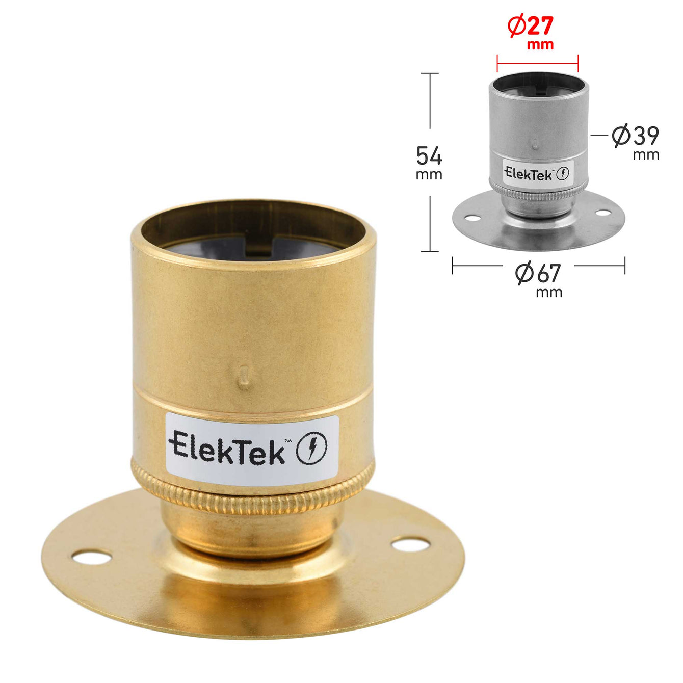 ElekTek ES Edison Screw E27 Fixed Batten Lamp Holder With Plain Skirt Ideal for Vintage Filament Bulbs Brass - Buy It Better Antique Brass
