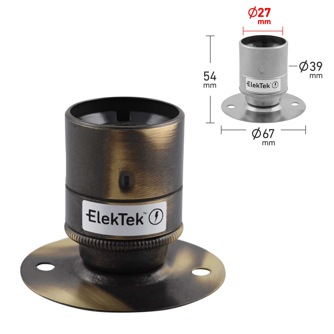 ElekTek ES Edison Screw E27 Fixed Batten Lamp Holder With Plain Skirt Ideal for Vintage Filament Bulbs Brass - Buy It Better Dawn Blue