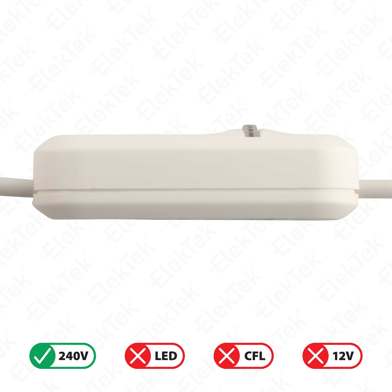 ElekTek In Line Rotary Dimmer Switch Rated 20-160w 240v AC 3 Core Suitable For Incandescent Lamps and Bulbs Colours Transparent