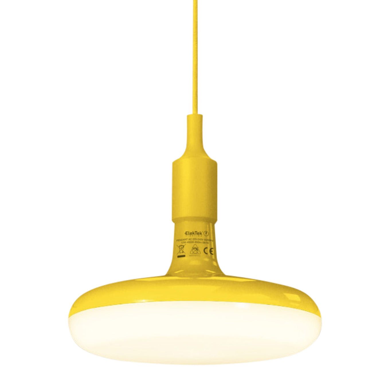 ElekTek Circular LED Lamp Light 220mm Dia 12 and 18 Watt With E27 Ceiling Pendant, Rose & 1m Fabric Flex - Buy It Better Yellow / 18 W