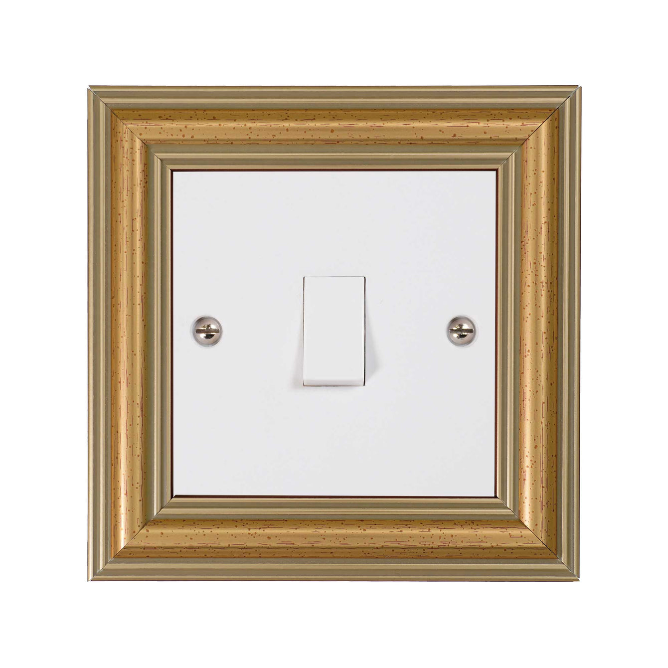 ElekTek Decorative Switch Surround Frame Cover Finger Plate Edwardian Regency Walnut/Gold