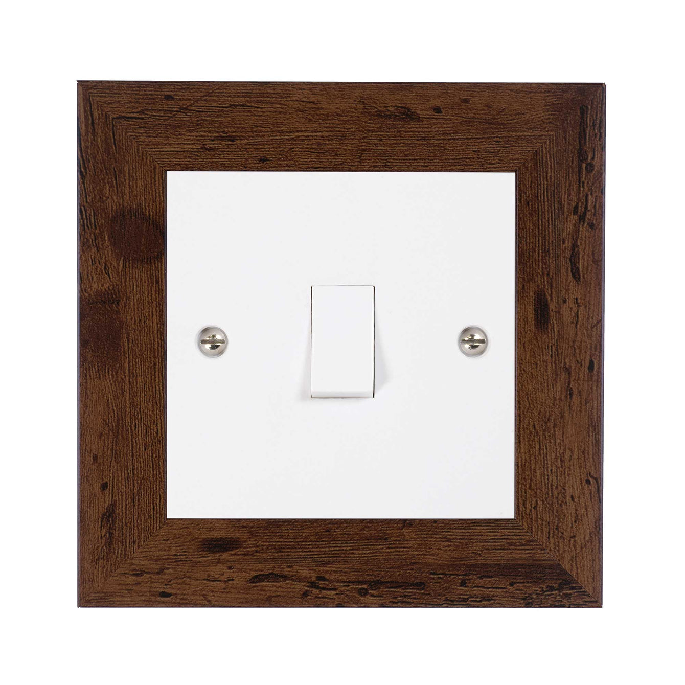 ElekTek Decorative Switch Surround Frame Cover Finger Plate Modena Dark Wood Effects 