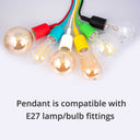 ElekTek Circular LED Lamp Light 220mm Dia 12 and 18 Watt With E27 Ceiling Pendant, Rose & 1m Fabric Flex - Buy It Better