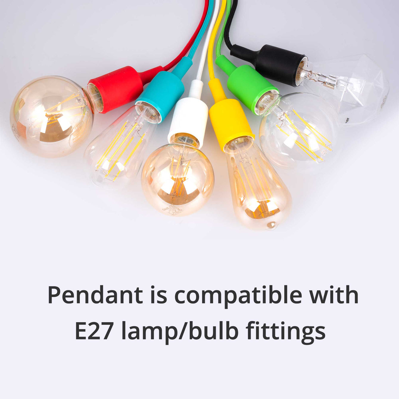 ElekTek Pendant Light Ceiling Rose Braided Flex E27 Silicone Lamp Holder - Buy It Better Green